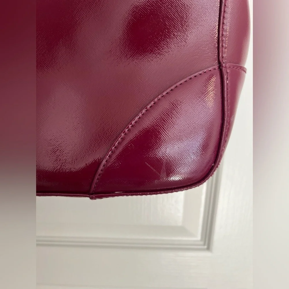 Tory Burch Burgundy Patent Leather Tote Structured Work Bag